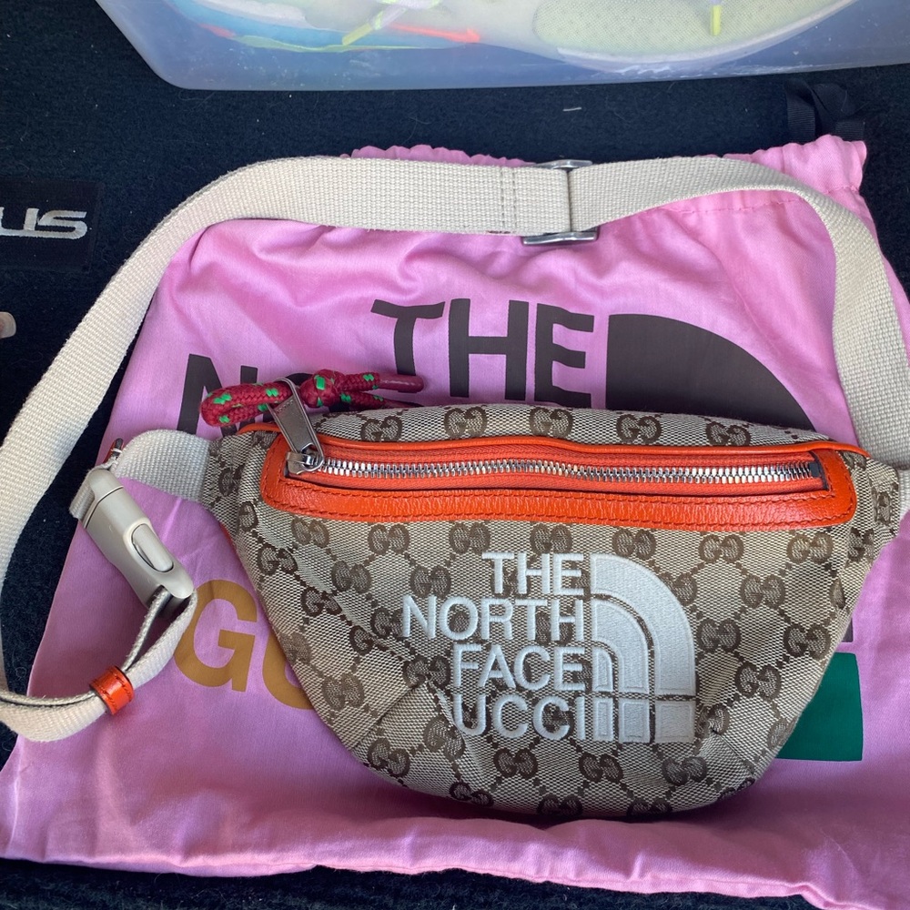 The North Face Men’s Beige and Orange Logo Belt Bag